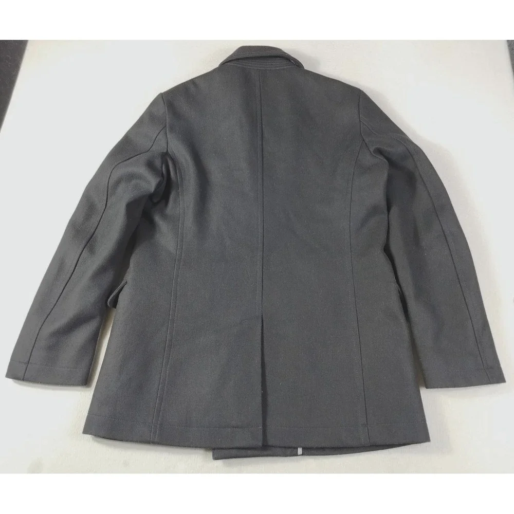 Banana Republic Coat Mens Large Gray Wool Blend Pea Coat Lined Double Breasted